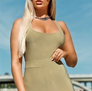 PRETTYLITTLETHING Khaki Slinky Bodysuit & Leggings